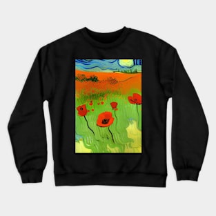 RED POPPY FIELD VAN GOGH STYLE Crewneck Sweatshirt